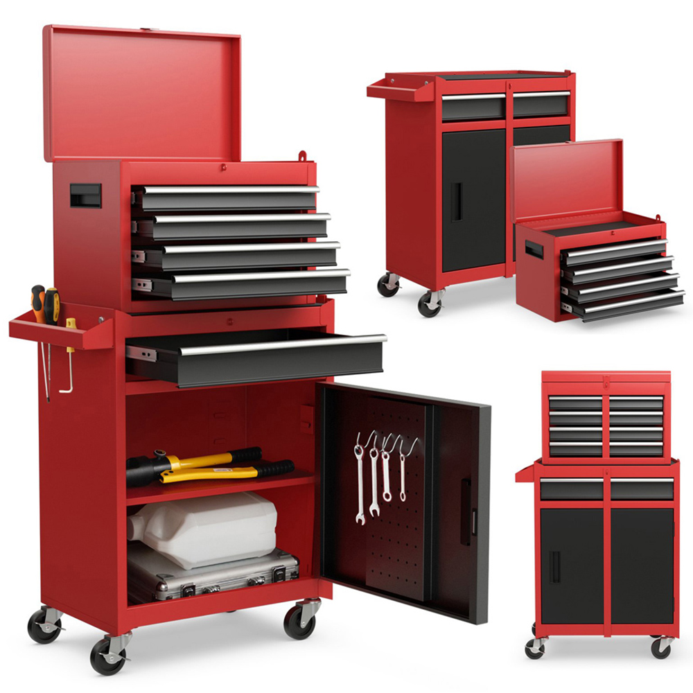 Costway 5 Drawer Black and Red High Capacity Tool Storage Cabinet Image 3