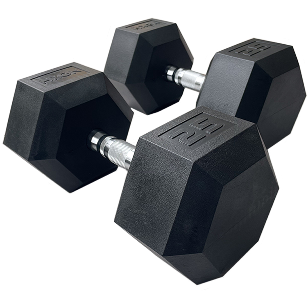 HXGN Pro Hex Black Dumbbell 25kg 2 Pack Image 1