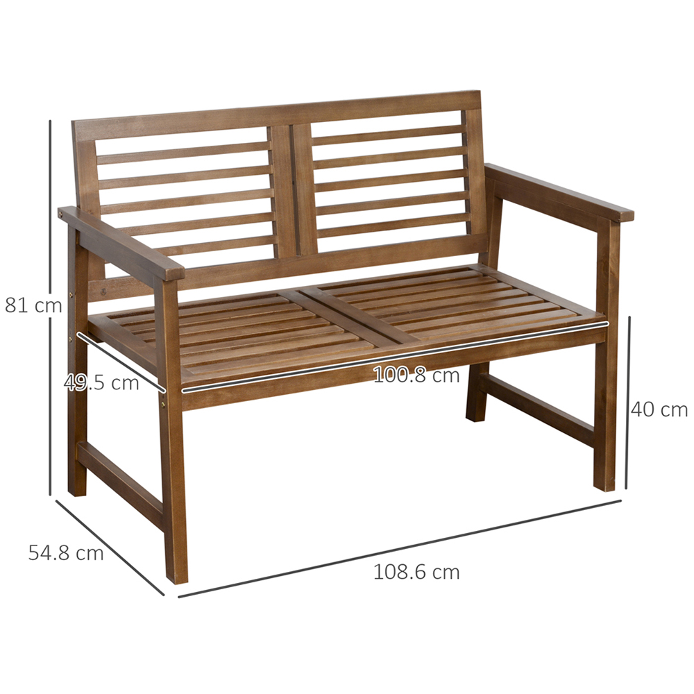 Outsunny 2 Seater Brown Wooden Loveseat Bench Image 7