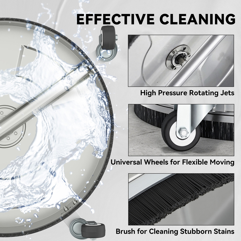 Outsunny 845-013V00SR 33cm Surface Cleaner Pressure Washer with Wheels 250 Bar Image 5