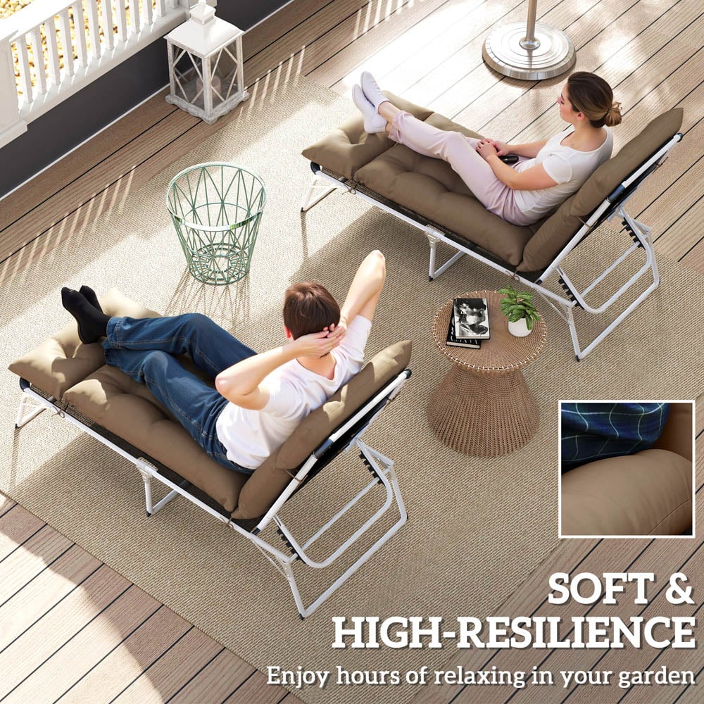 Outsunny Set of 2 Khaki Sun Lounger Cushion Image 5