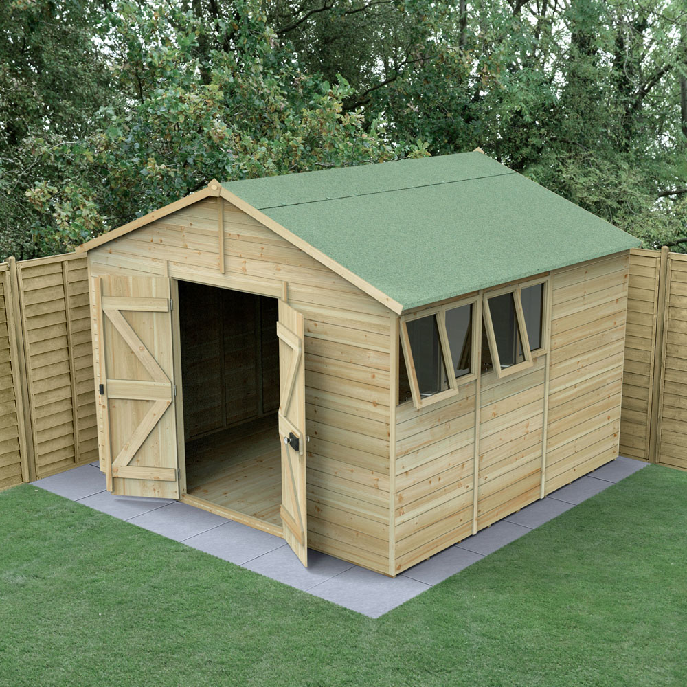 Forest Garden Timberdale 10 x 10ft 2 Opening Apex Shed Image 2