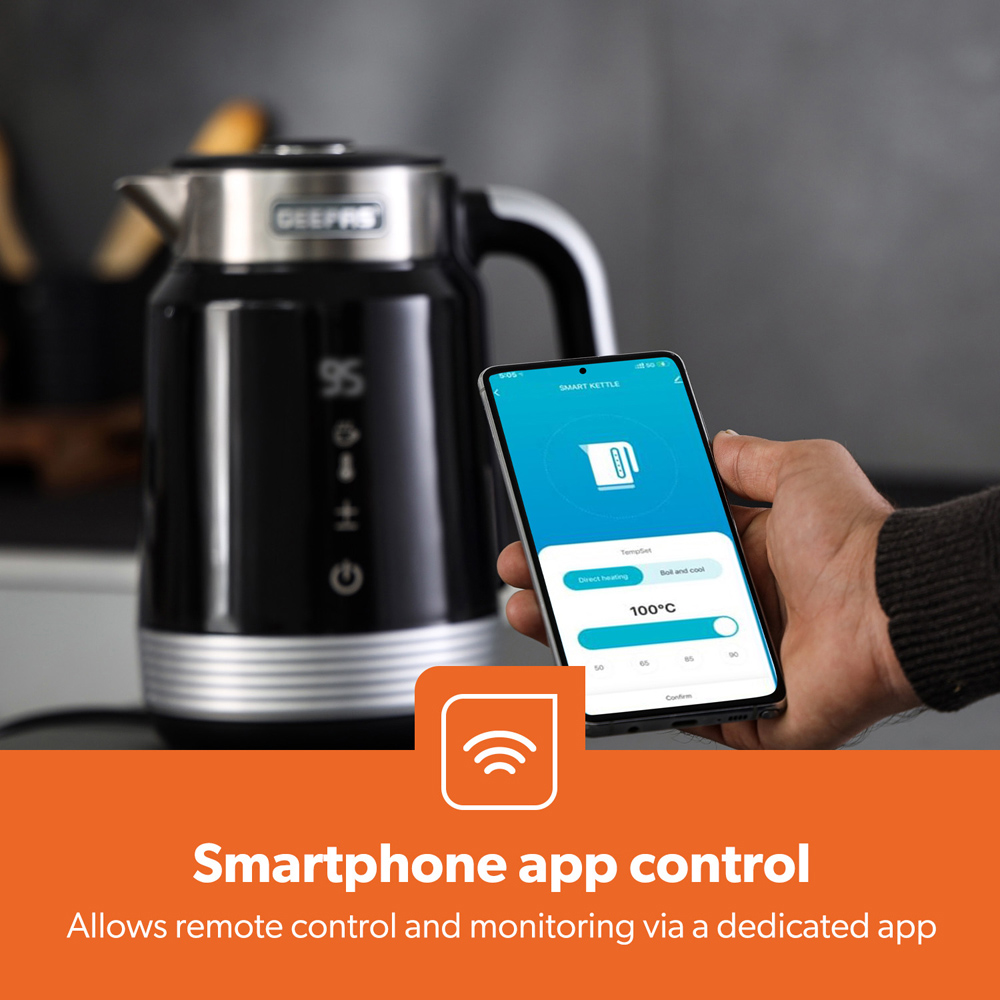 Geepas GK38034 Black 1.7L Digital Smart App Control Kettle 2200W Image 4