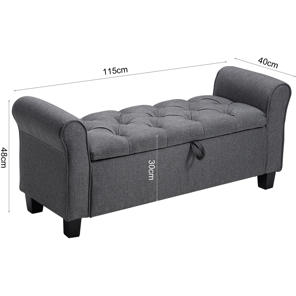 Living and Home Grey Storage Ottoman Bench Image 9
