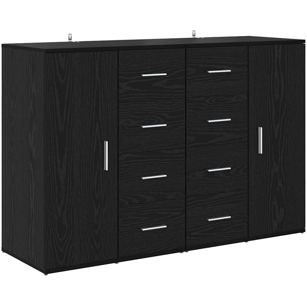 vidaXL Corona Single Door 4 Drawer Black Oak Sideboard Set of 2 Image 5