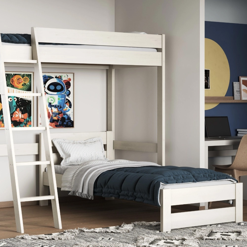 Noomi Tera Small Double White L Shaped High Sleeper with Single Bed Image 2