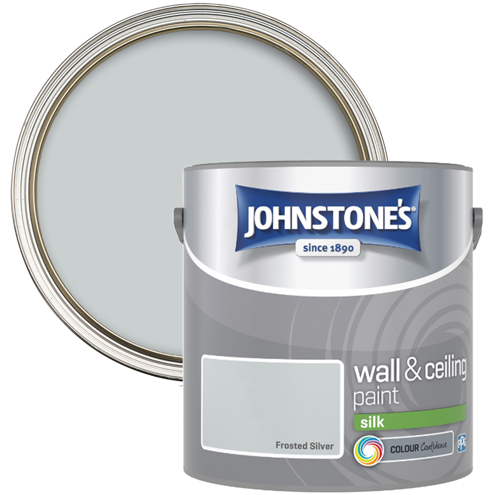 Johnstone's Walls & Ceilings Frosted Silver Silk Emulsion Paint 2.5L Image 1