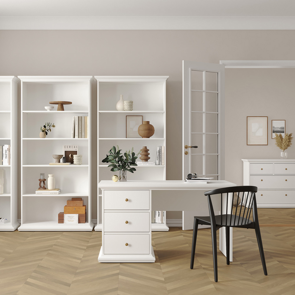 Florence Paris 3 Drawer Desk White Image 5