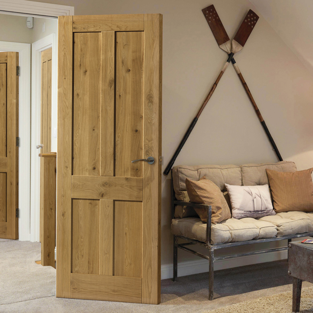 JB Kind Rustic Cottage Oak 4 Panel Internal Door 1981 x 762mm Image 2