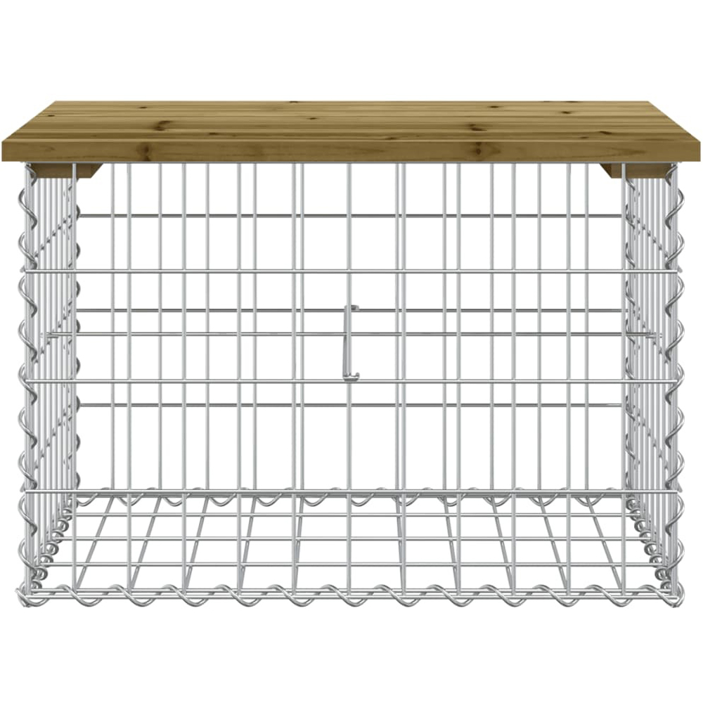 Walplus Impregnated Pine Wood and Galvanised Steel Gabion Design Garden Bench 42 x 63 x 44cm Image 3
