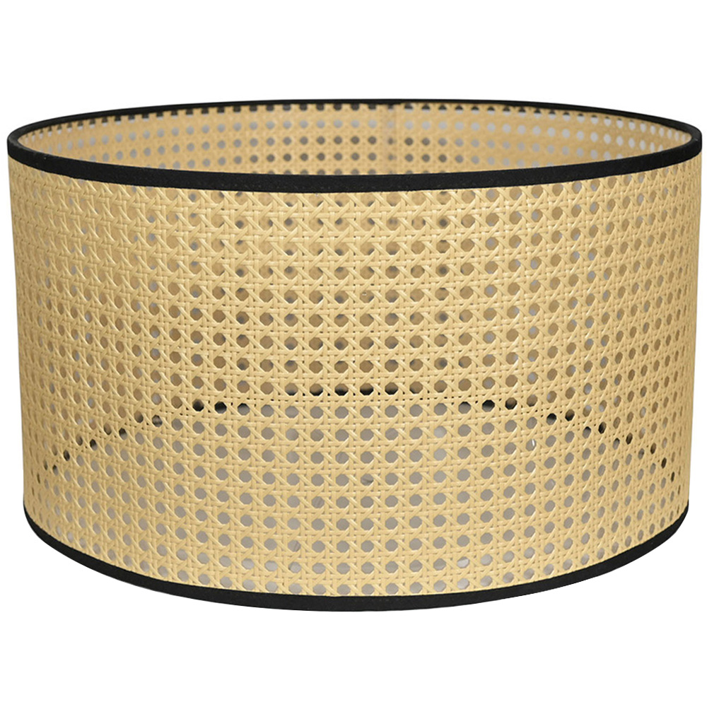 ValueLights Reni Natural with Black Ceiling Drum Lamp Shade Large Image 1