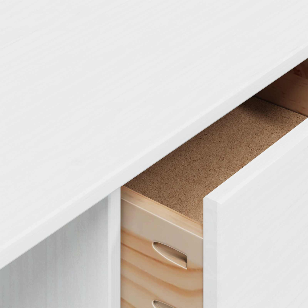 vidaXL Hill 3 Drawer Compact Pine Wood Home Desk White Image 7