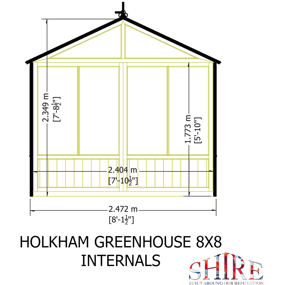 Shire Holkham 8 x 8ft Glazed Toughened Glass Greenhouse Image 8