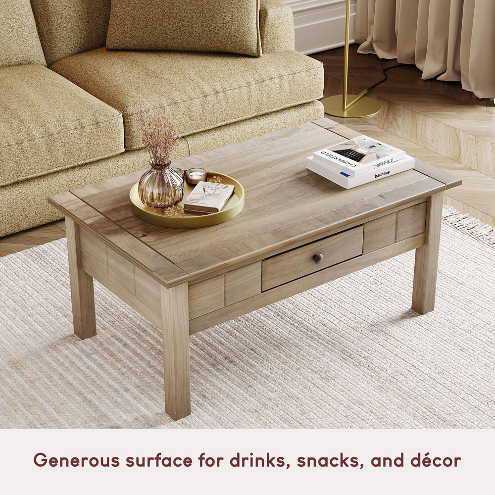 Vida Designs Panama Single Drawer Oak Coffee Table Image 6