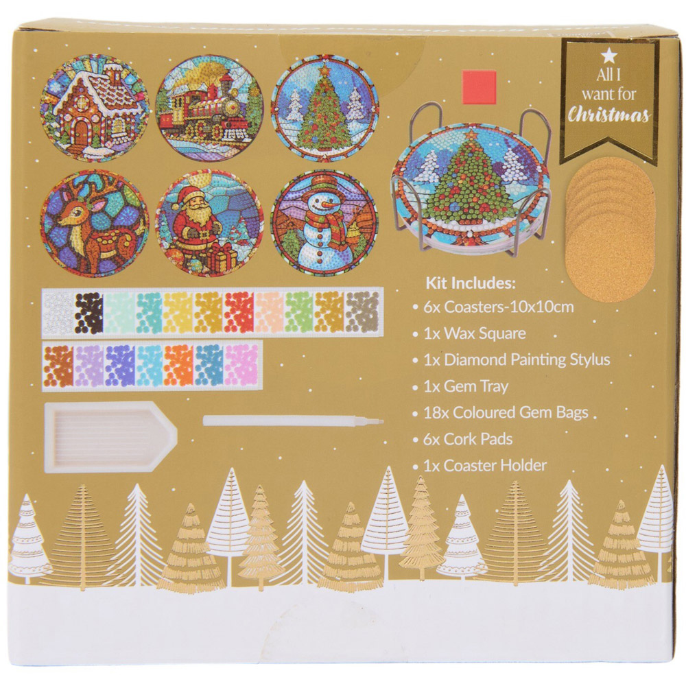 Stained Glass Diamond Xmas Coasters Kit Image 3
