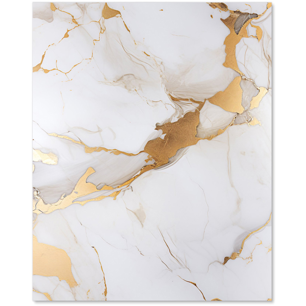 Warren Reed Designer White Marble with Gold Glass Kitchen Splashback 75 x 60cm Image 2