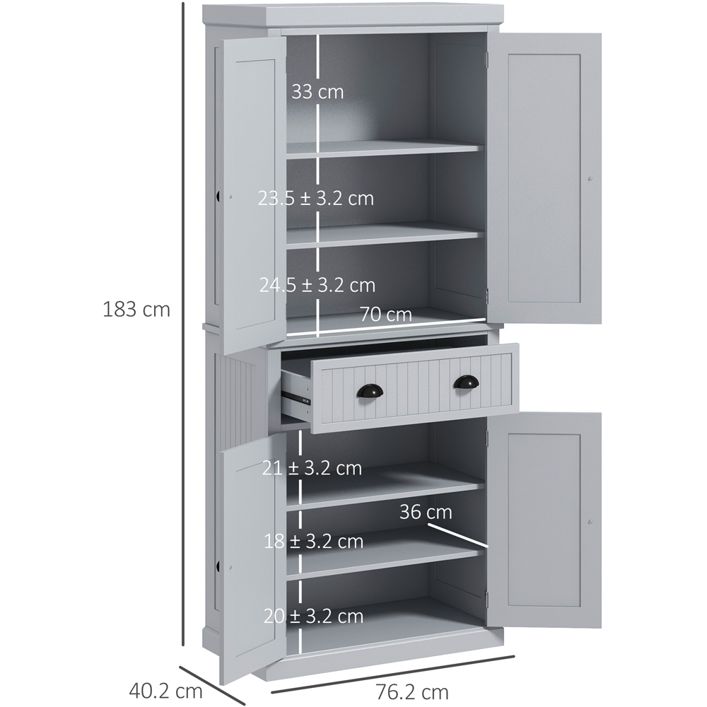 Portland 4 Door Single Drawer Grey Kitchen Storage Cabinet Image 9