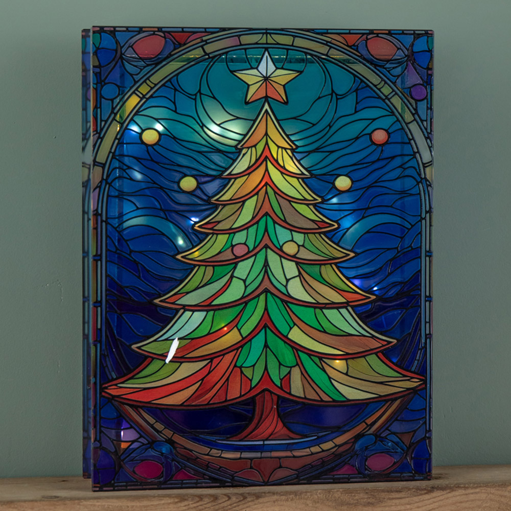 Samuel Alexander LED Stained Glass Christmas Tree Decoration 28cm Image 1