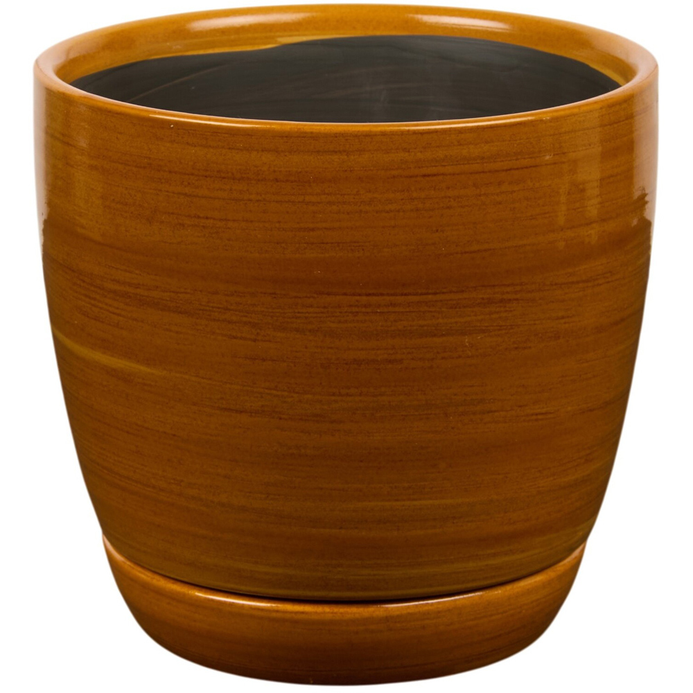 Glazed Plant Pot with Saucer Image 4