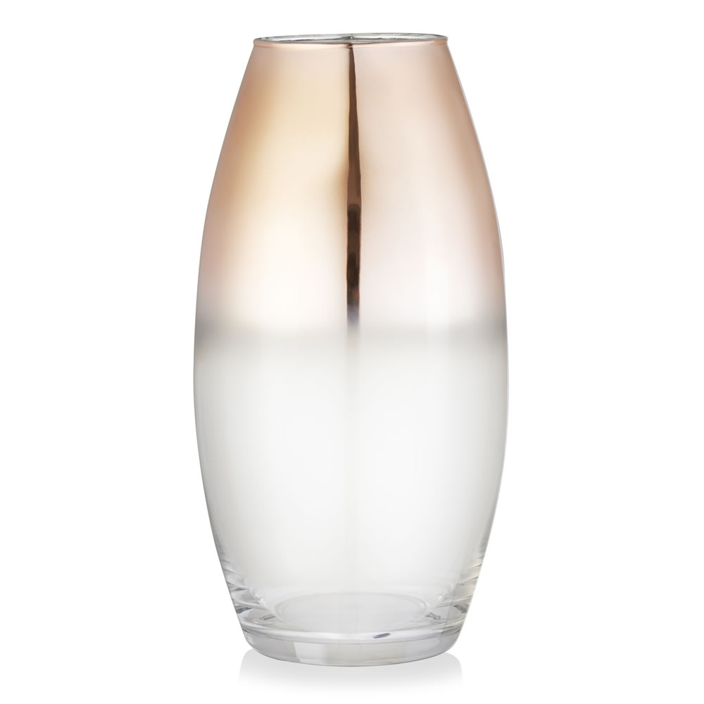 Wilko Glass Rose Gold Ombre Vase Image 1