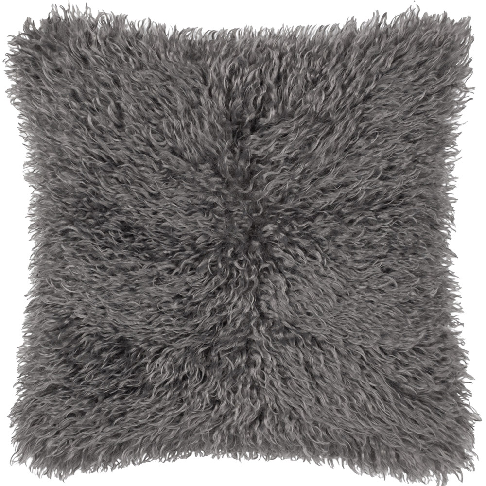 Furn Rowan Grey Faux Fur Reversible Cushion 50 x 50cm Image 1