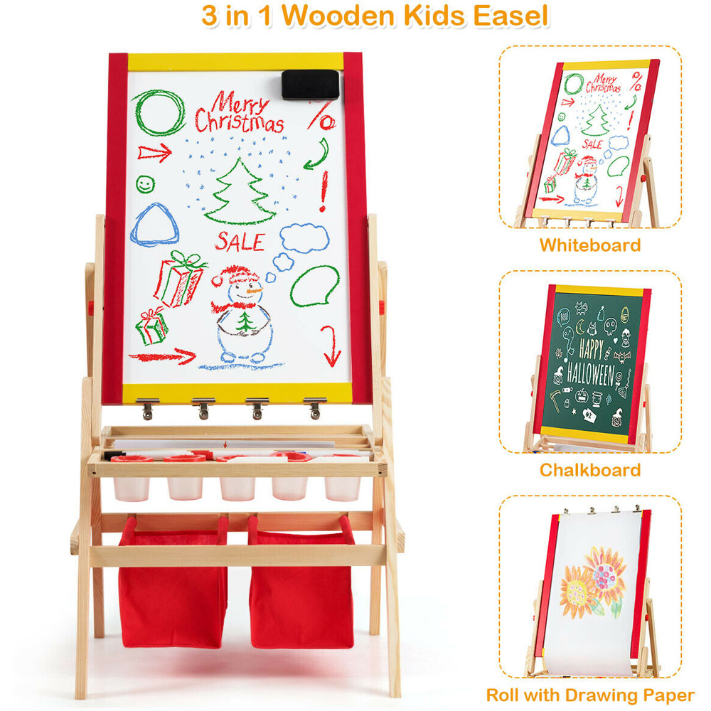 Costway Kids Double Sided Art Easel with Storage Bag Image 5