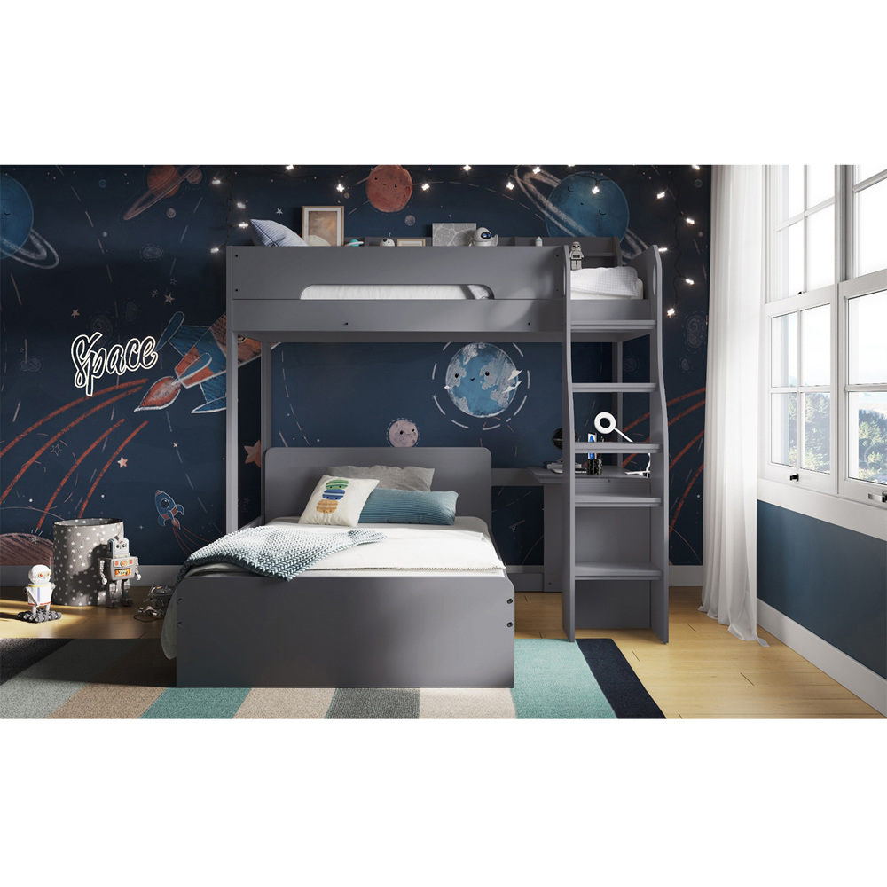 Flair Cosmic Grey Wooden L Shaped Triple Bunk Bed Image 3