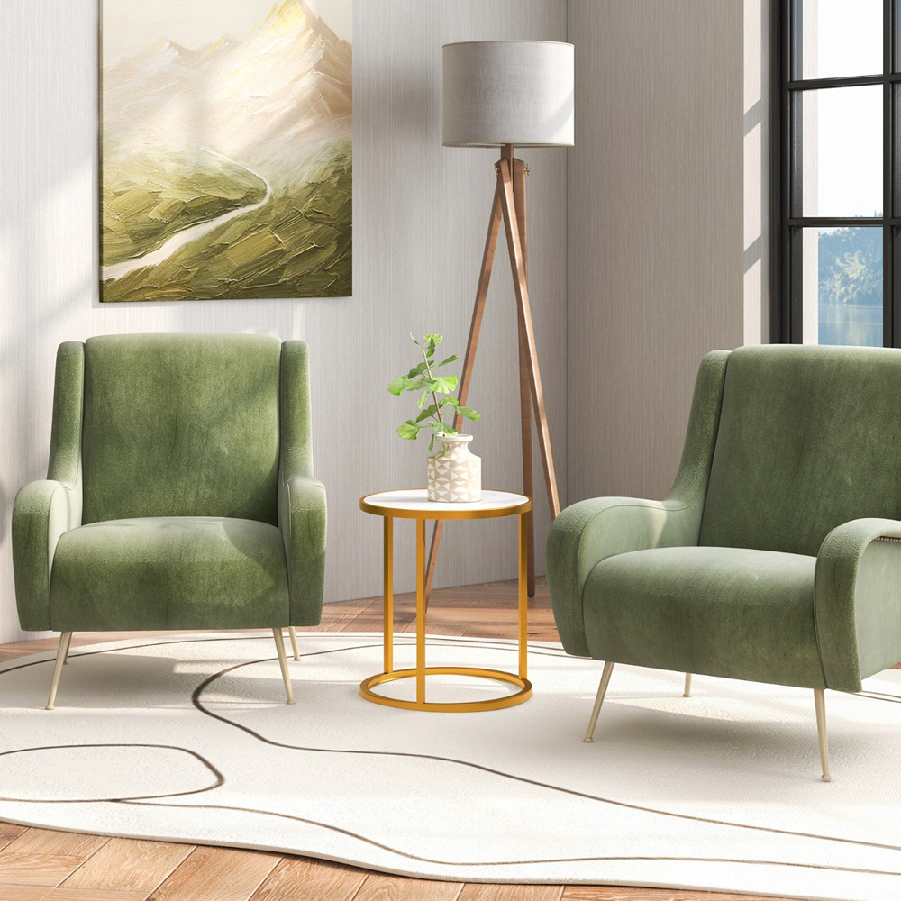 Costway Golden Marble Top Round Side Table Set of 2 Image 6