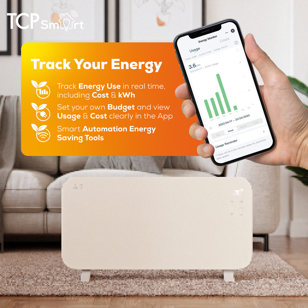 TCP Smart Sunlit Beige Glass Panel Heater with Energy Monitoring 2000W Image 6