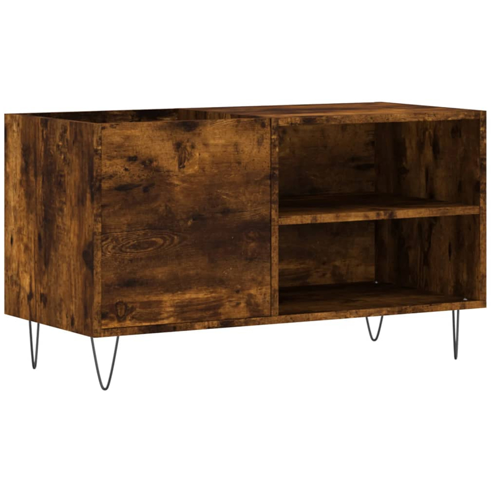 vidaXL 2 Shelf Smoked Oak Record Cabinet Image 2