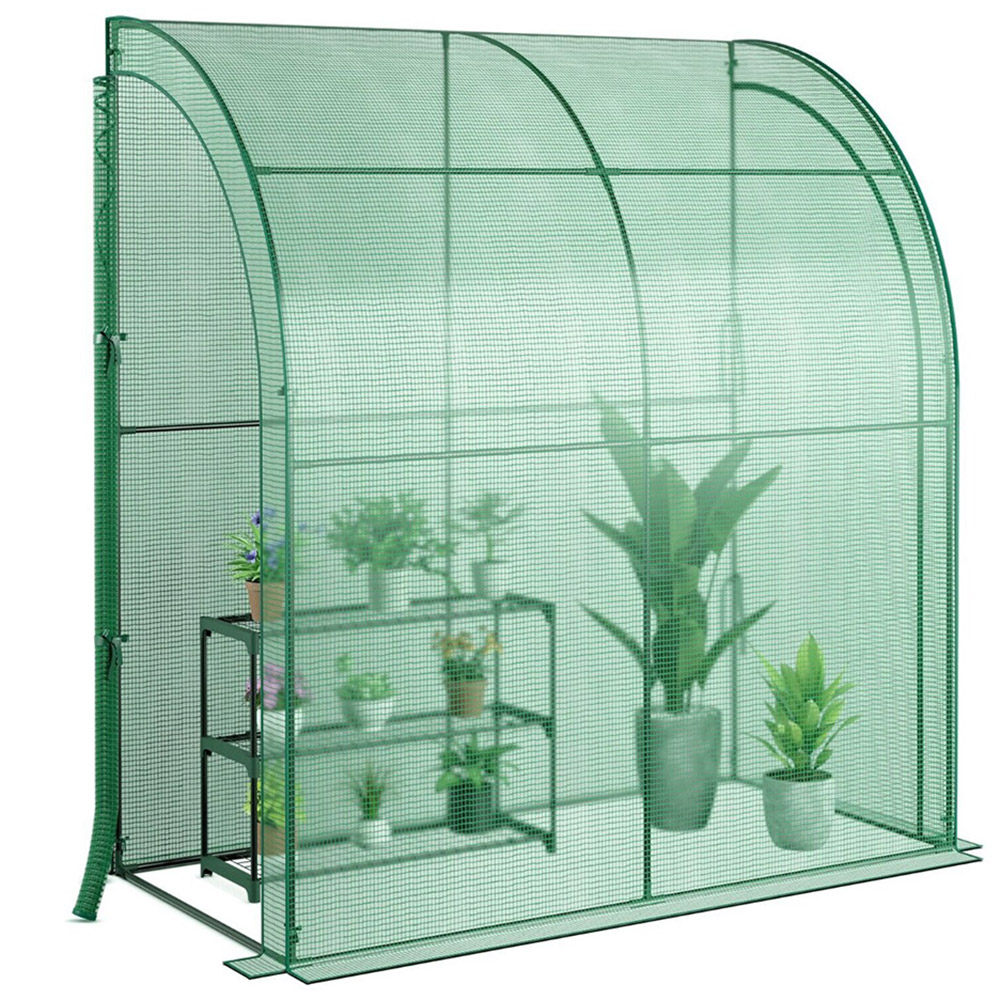 Costway Green 7 x 3ft Walk in Greenhouse with Plant Stand Image 3