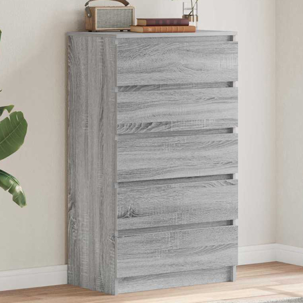 vidaXL 5 Drawer Grey Sonoma Chest of Drawers Image 1