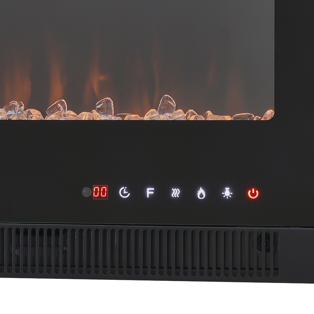 Living and Home Wall Mounted Recessed Electric Fireplace with Faux Log and Pebble Accents 72 inch Image 4