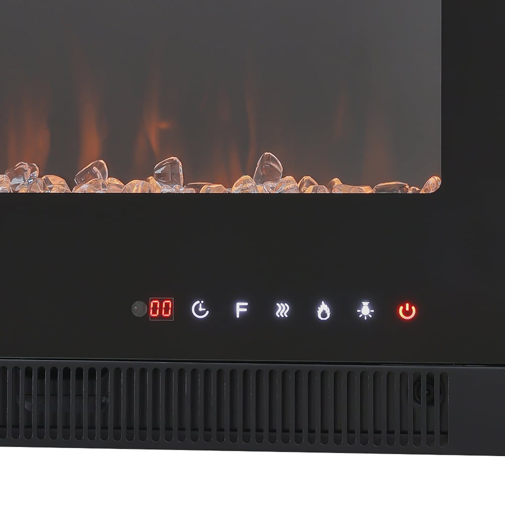 Living and Home Wall Mounted Recessed Electric Fireplace with Faux Log and Pebble Accents 50 inch Image 4