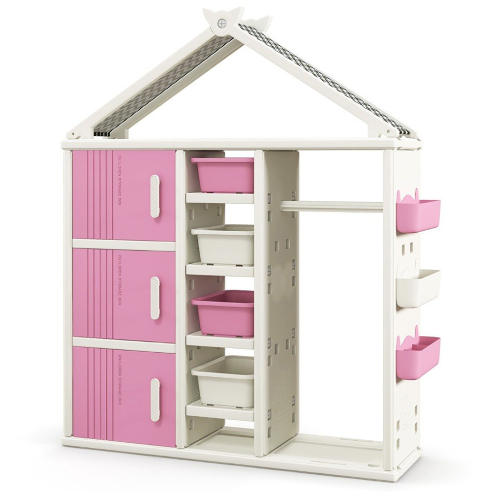 Costway Pink Kids Closet with Storage Bin | Wilko
