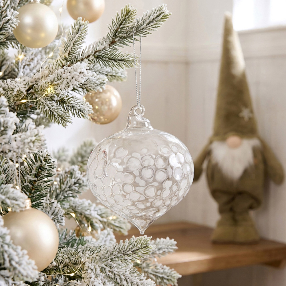 Clear Glass Dotted Bauble - Clear Image 2