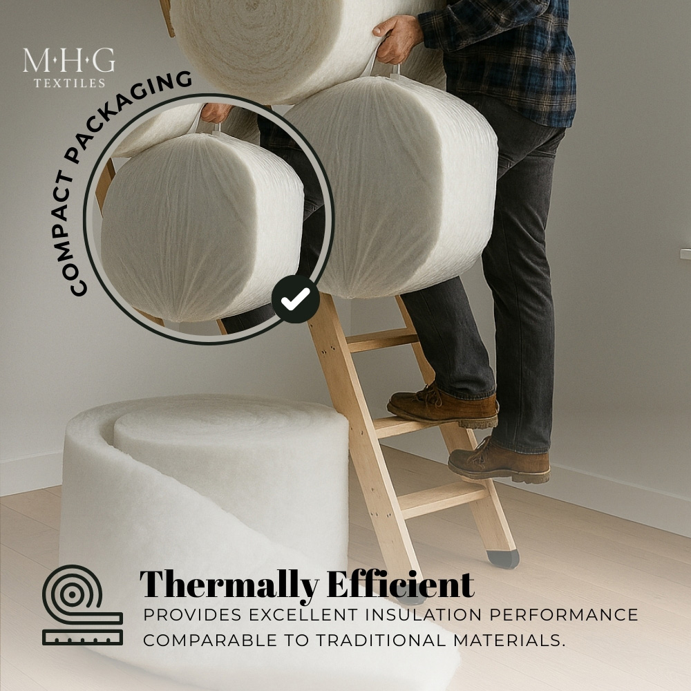 MHG Textiles White Eco Polyester Loft Insulation Roll 4m x 370 x 110mm Image 7