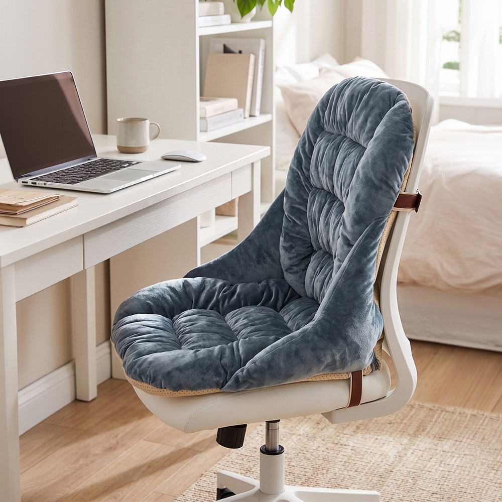 Living and Home Black Grey Quilted Seat Cushion with Back Support Image 2