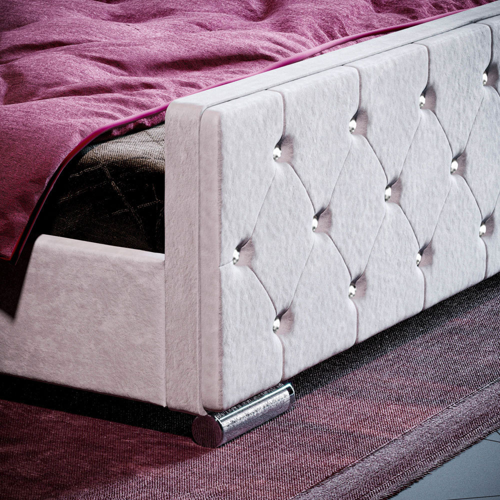 Vida Designs Arabella King Size Light Grey Velvet Bed Frame Image 4