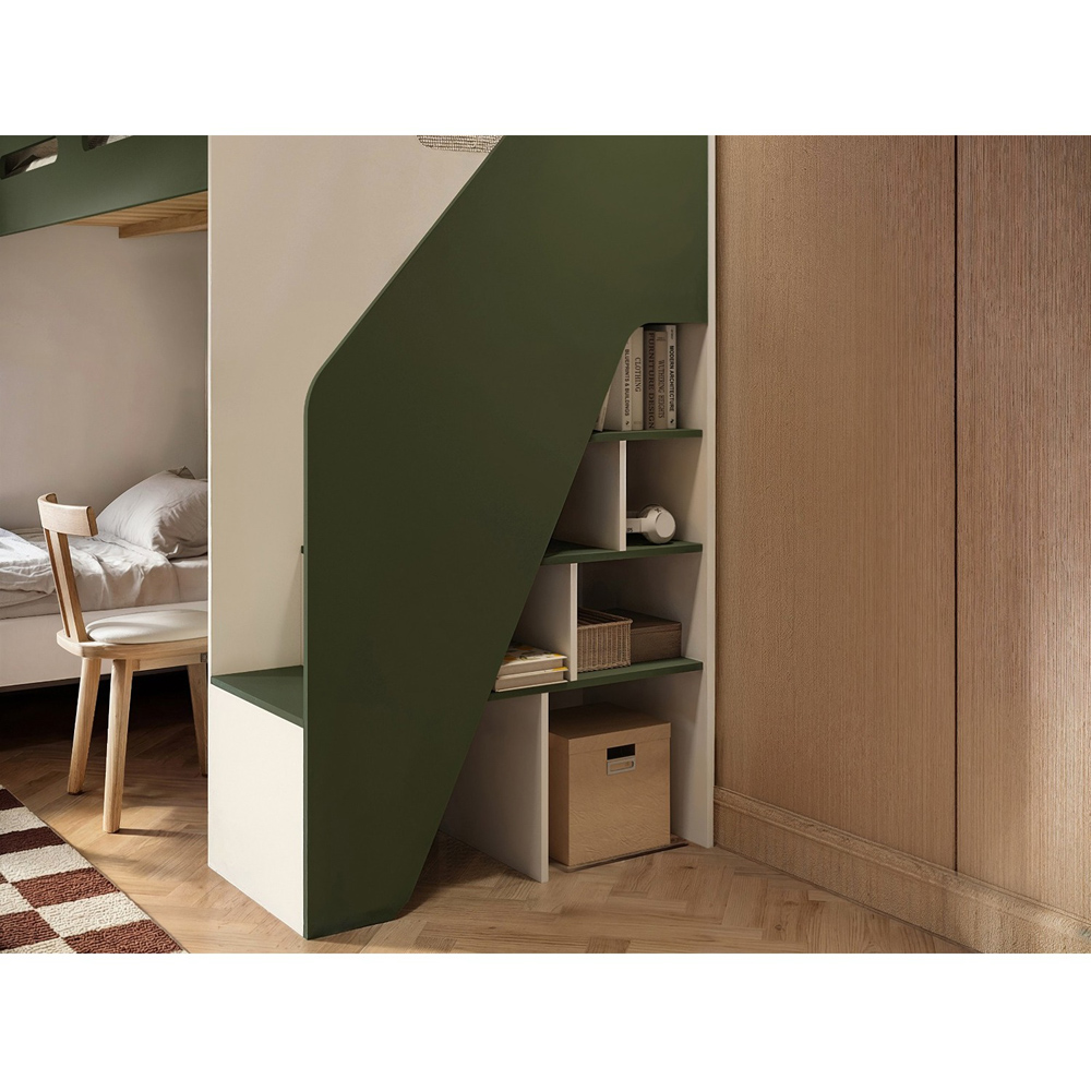 Flair Alpha Beige and Green LED Bunk Bed with Desk Image 6