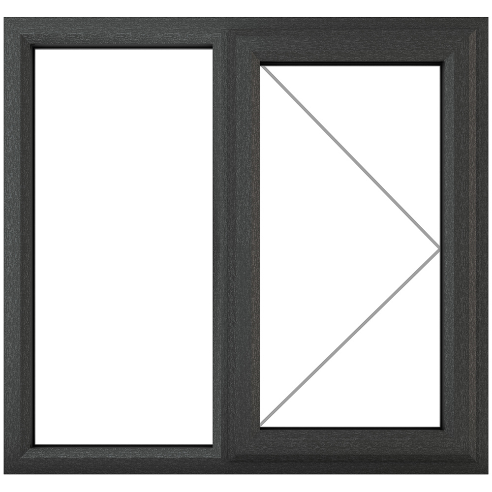 Crystal uPVC Triple Glazed Window RH Side Hung Next to a Fixed Grey White Clear Glass 1190x1115mm Image 2