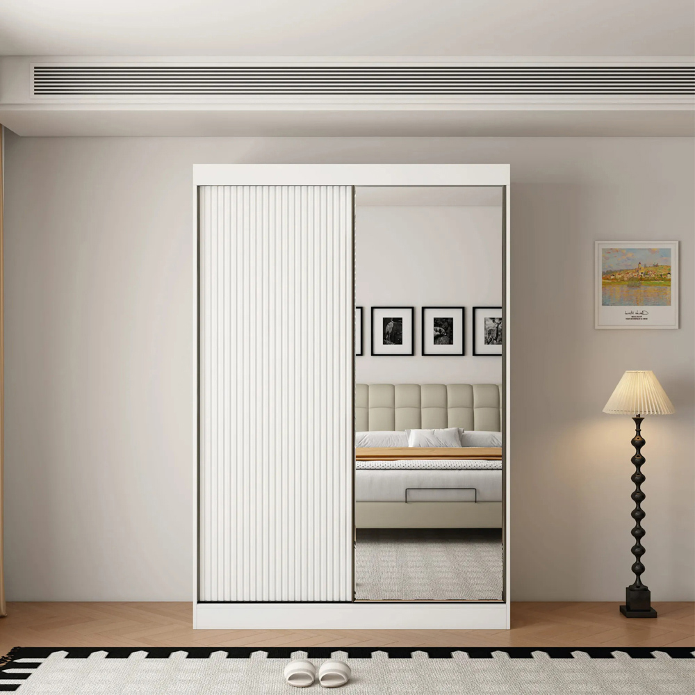 ARTESA Berlin 2 Door White Mirrored Sliding Wardrobe 150cm Image 6