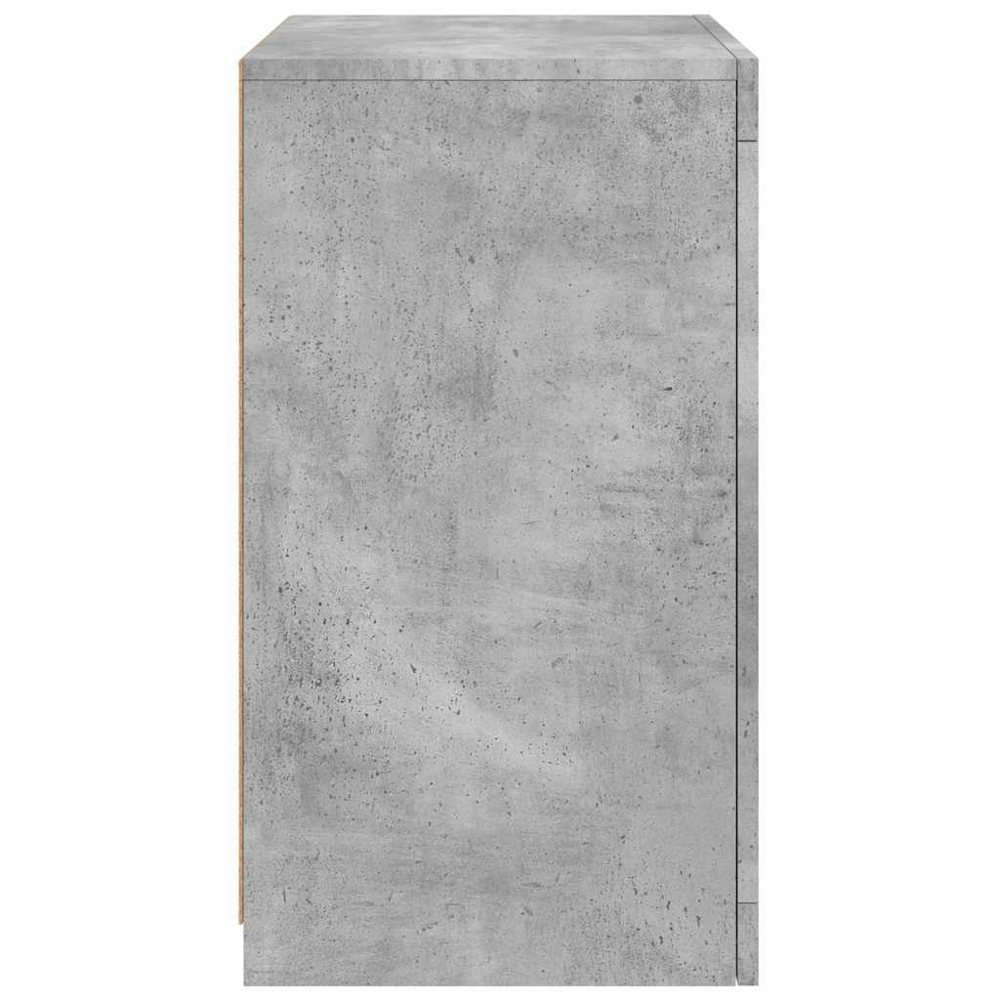 vidaXL Single Door 2 Shelf Concrete Grey Side Cabinet with LED Lights Image 8
