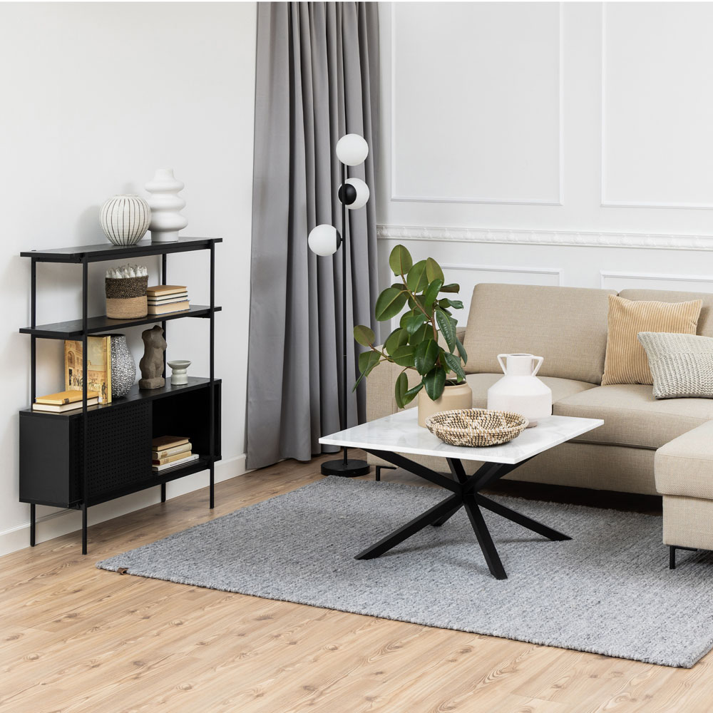 Florence Angus 2 Door Black Small Bookcase Image 9