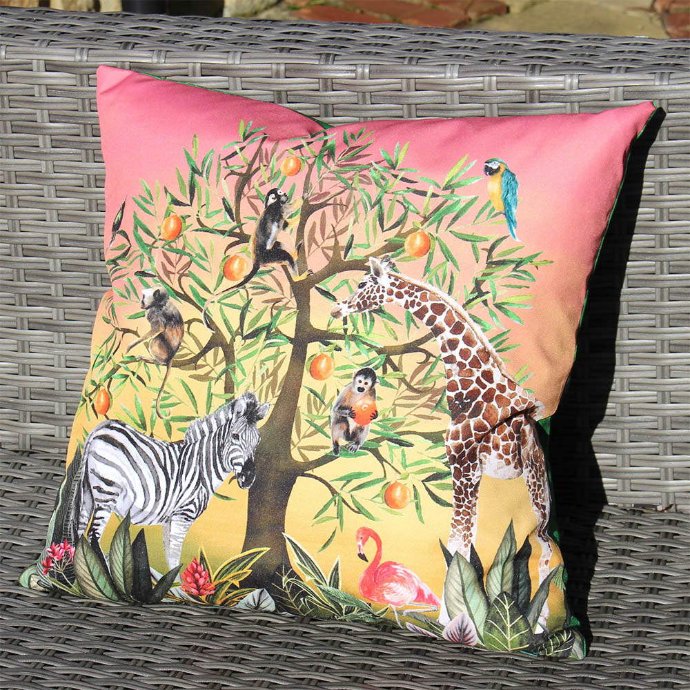 Paoletti Tree of Life Multicolour Animal UV and Water Resistant Outdoor Cushion Image 2