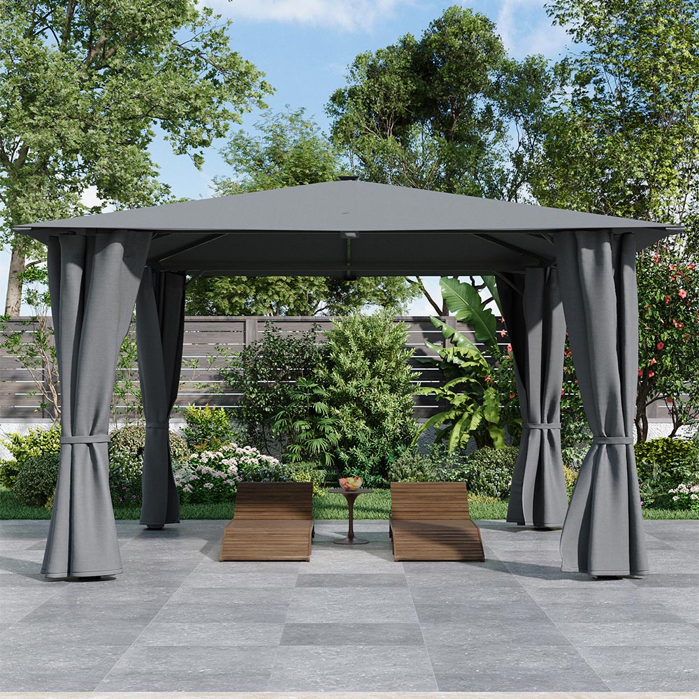 Living and Home Dark Grey Solar LED Metal Gazebo 4 x 2.6m Image 7