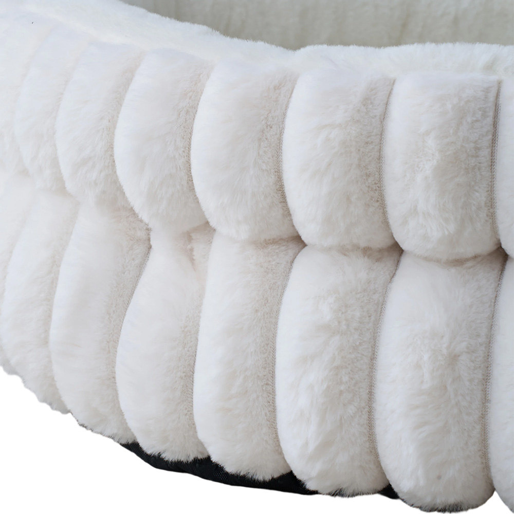 H&O Direct 60cm White Round Raised Rim Warm Pet Bed Image 3