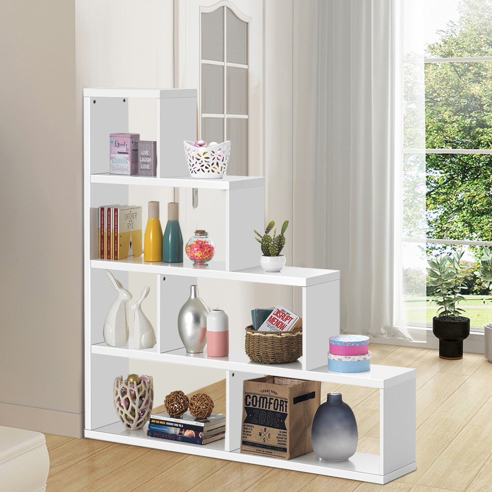 Costway 6 Shelf White Ladder Bookcase  Image 4