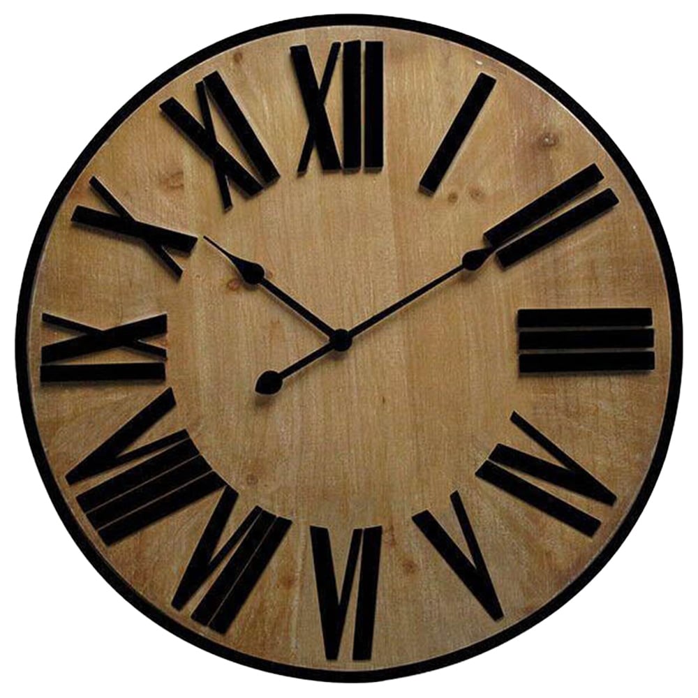 Walplus Timber Round Wall Clock 70cm Image 1