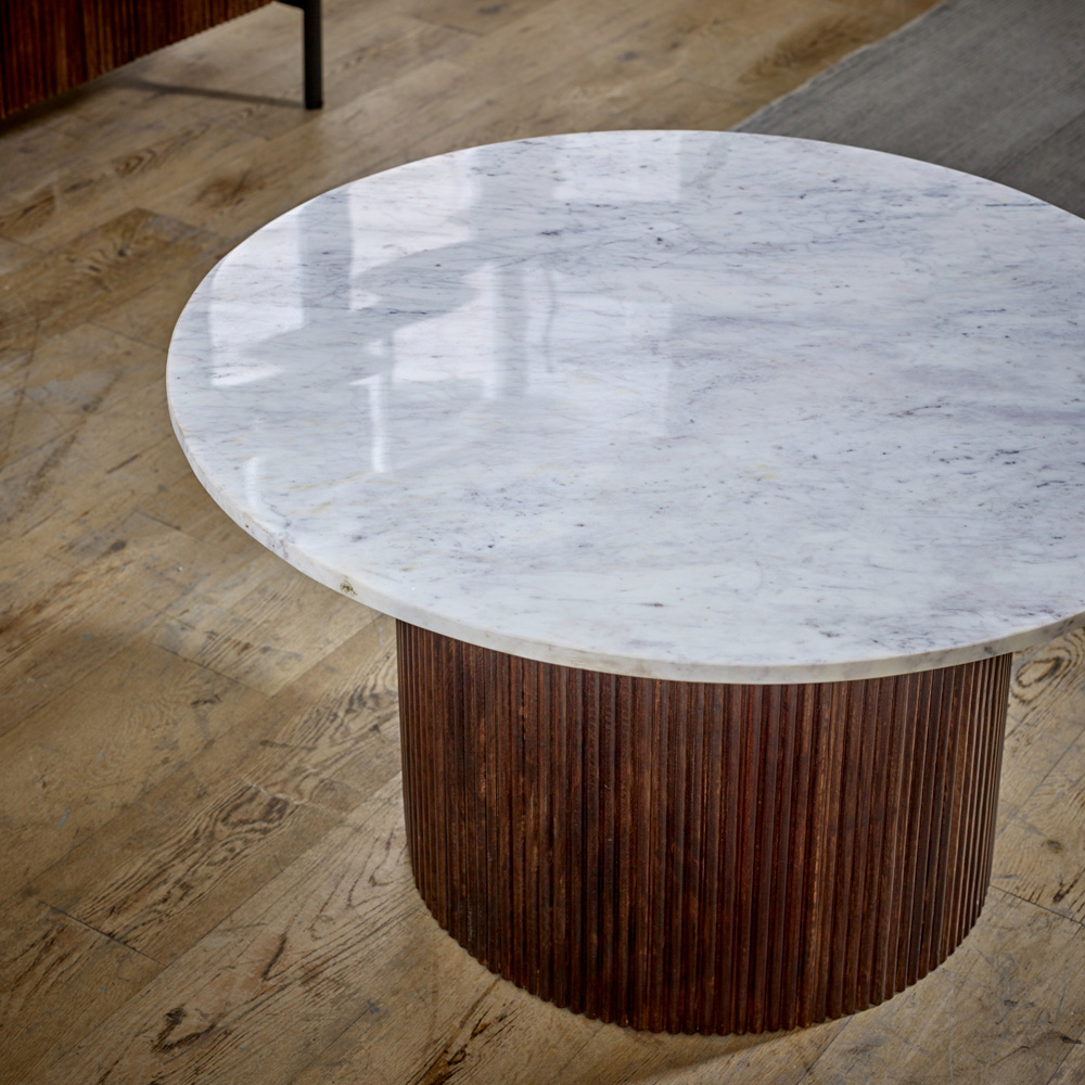 Brooklyn Opal Marble Top Mango Wood Coffee Table Image 3